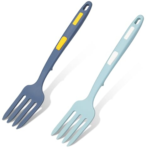 2 Pezzi Forchette in Silicone, Multifunzionali Forchetta da Cucina Forchetta per Spaghetti Resistente al Calore Forchetta per Frullare per Cucina Utensili da Portata (Blu Scuro, Blu Lago)