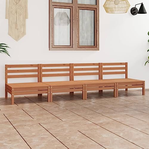 DYRJDJWIDHW bodensofa,palettenmöbel,gartenmöbel Rattan wetterfest,4-TLG. Garten-Lounge-Set Honigbraun Massivholz KieferGeeignet für Garten, Swimmingpool, Wohnzimmer, Terrasse