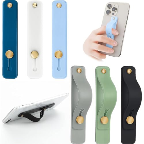 IBXWMNG Titulaire de téléphone à Boucle de Doigt, Support de poignée avec 6 pièces de Grip en Silicone pour téléphone Portable télescopique (6 Couleurs) - Pratique et Confortable