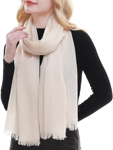 RIIQIICHY Scarf for Women Ladies Lightweight Scarves Beige Pashmina Shawls Wraps Wedding Head Neck Scarfs