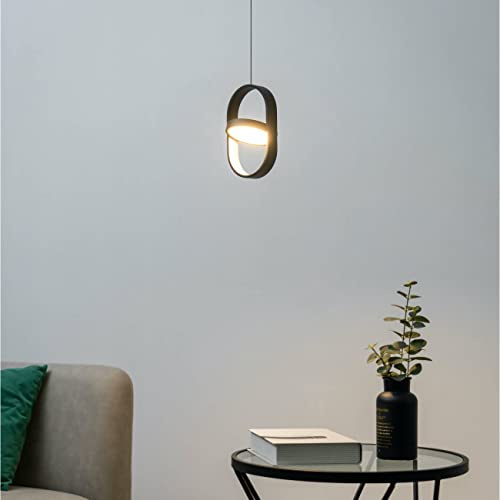 Kosilum – Hängeleuchte, oval, Schwarz, Design LED – Elanzo – Licht warmweiß Beleuchtung Wohnzimmer Schlafzimmer Küche Flur – 6 W – 336 lm – IP20