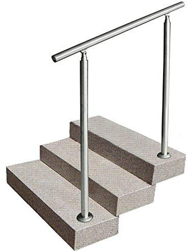 ROMYIX 80CM/100CM Handrails for Outdoor Steps, Step Railing Stair Railing Banister Stainless Steel Handrail Safety with 0/2 Cross Bars for Indoor Outdoor (80CM)