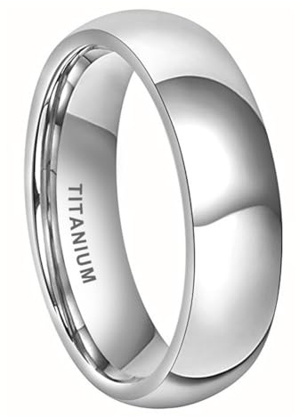 TUTISS 6 mm 8 mm argento/oro titanio anelli per uomo donna gioielli moda fidanzamento fedi nuziali bombato lucido lucido comfort fit, Metallo, Nessuna pietra preziosa