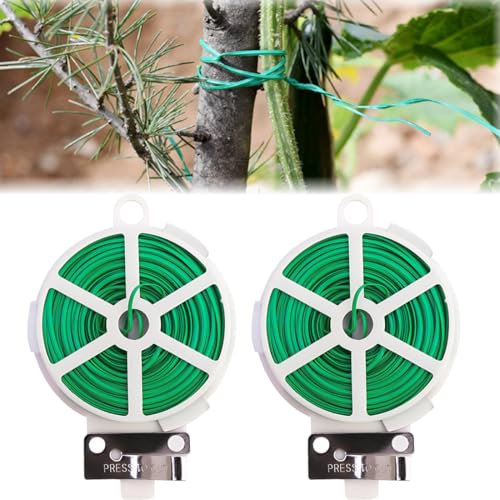 SULIUDAJI 2 Pcs Fil Jardinage Vert 50M Rouleaux De Fil De Liaison Fin Pour Plantes Avec Distributeur Liens De Jardinage Pour Ligatures Et Cutter Pour L'Organisation Les Projets De Bricolage