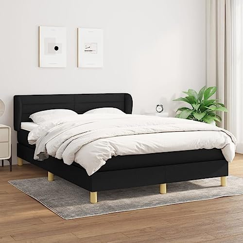 THOYTOUI Boxspringbett, Betten Tagesbett Seniorenbett Futonbett Geeignet für Gästezimmer Wohnungen Schlafzimmer Hotels mit Matratze Schwarz 140x190 cm Stoff