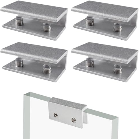 Lyeteung 4 abrazaderas de vidrio de 13,5 mm, soporte de aleación de aluminio, soportes de abrazadera de vidrio ajustables, conector de vidrio, soporte de fijación de combinación de vidrio, para 10-13