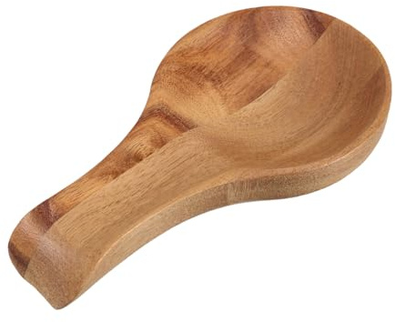 Cabilock Poggiamestolo Porta Cucchiaio e Utensili da Cucina Compatto in Legno di Acacia 17x9x2 Cm Poggia Posate Naturale per Uso Domestico e Piano Cottura
