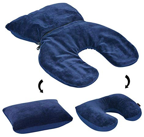 CSXMONEY 2 in 1 Convertible Sleeping Pillow, Memory Foam Pillow Suitable, for Office, Travel and Camping, Blue