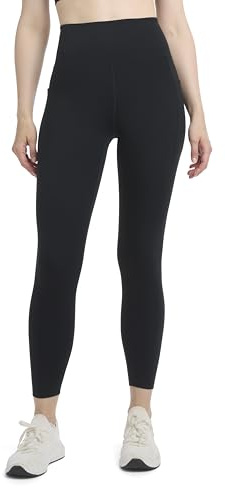 Danskin Women's Satin Stitch Shaped Back 7/8 Leggings, Black Salt, Small