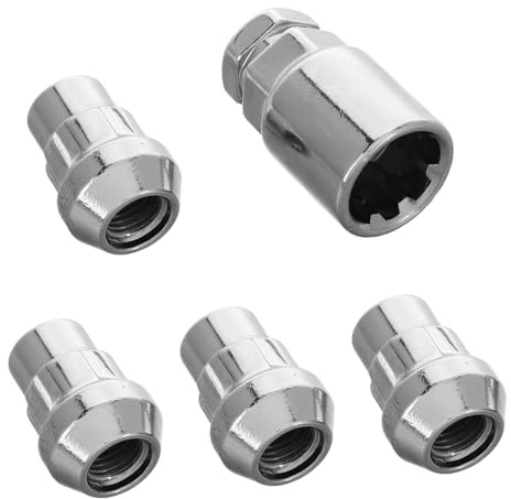 Amosfun Set di 5 Dadi Antifurto per Bloccaggio Ruota Antifurto M12x1.5 Viti Antifurto per Ruote Sicure Compatibili con Pneumatici Excelle con Bloccaggi