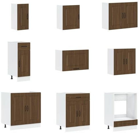 vidaXL Moderner Spülbecken-Unterschrank Für Küche Braun-Eiche Langlebiger Holzwerkstoff Verstellbare Füße Geräumiger Stauraum Montage erforderlich Ideal Für Spülbeckenunterschränke Mit Tür