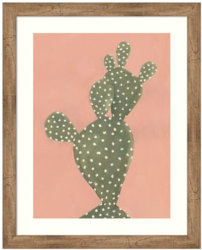 Amanti Art Framed Wall Art Print 36x29 Coral Cacti II by Emma Scarvey, Abstract Wall Art, Modern Contemporary Decor, Large Poster Painting Artwork for Living Room, Bedroom, Bathroom, Kitchen, Office