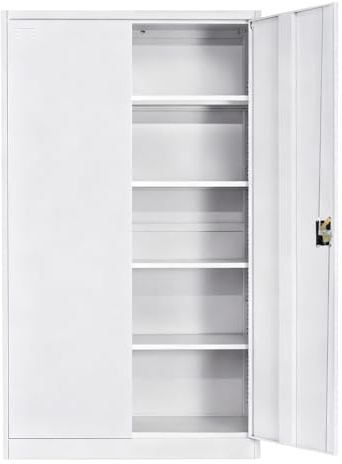 Lager|Zwei LagerZwei Mehrzweckschrank 195x100x50 cm I Weiß I Metallschrank
