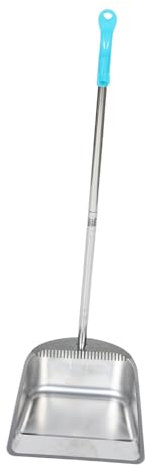 HEALLILY Recogedor Vertical Acero Inoxidable Grueso con Mango y Dientes Pala Recogedor Metálico De Gran Capacidad para Hogar Jardín Garaje y Exteriores