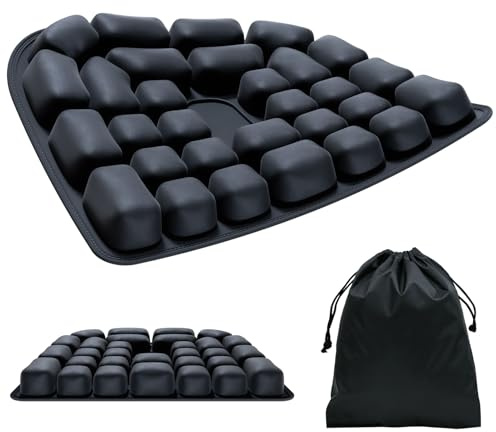 Hyunlai Inflatable Seat Cushion for Travel - Portable Air Pad for Airplane, Car, Office Chair, Wheelchair - Self-Adjusting 3D Air Cell Support