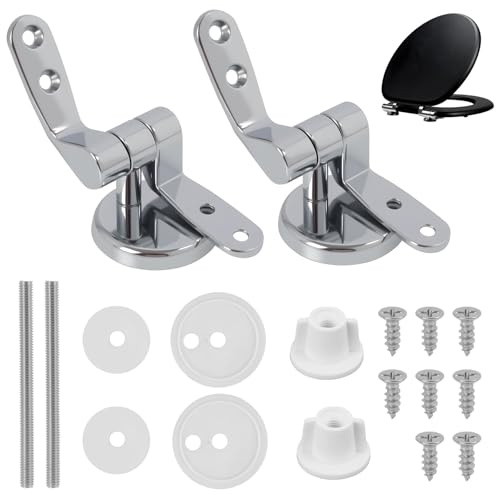 Bisagras Tapa Wc, Bisagras De Acero Cromado Para Tapa De Inodoro Standard, Compatibles Con Asientos De Madera MDF, Incluye Kit Completo De Montaje, Duraderas Y Elegantes, Pack De 2