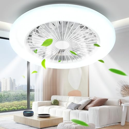 Aigostar- Ventilador Techo Alexa, con Luz, LED 40W, 4400LM, 2700K-6500K Regulable, Lampara Ventilador Techo Alexa con Mando a Distancia y Gateway, Silencioso, 6 Velocidades, Diameter 50CM