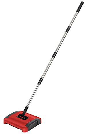 Vdaxvme Spazzatrice per tappeti Macchina per la pulizia domestica Spazzatrice manuale per pavimenti Scopa Pavimento Built-in Cestino di grande capacità per tappeti Scopa Rotatoria Spazzola per pulizia