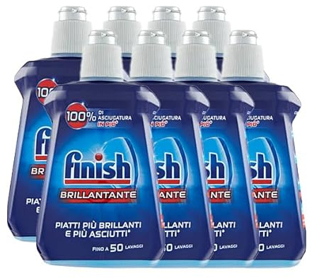 Finish Brillasciuga Regolare, Brillantante per Lavastoviglie, 8 Flaconi da 250ml