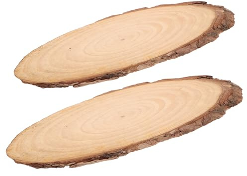 Homoyoyo Lot de 2 Dalles Ovales en Bois Naturel 85 Pouces pour Allée de Jardin Pierres d'Aménagement Paysager Extérieur Antidérapantes Terrasse et Jardin