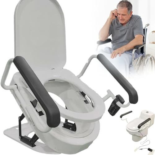 Sollevatore elettrico per sedile WC con maniglia di sollevamento e funzione di asciugatura, carico massimo 150 kg, sollevatore WC rialzato a innesto per supporto assistito