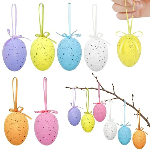 ZYEKIU Decoraciones de Huevos de Pascua 24 Piezas Huevos Pascua Pintados