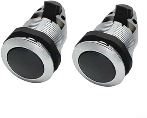 Serratura a pulsante per porta verticale, confezione da 2 serrature a pulsante senza chiave, ideale per mobili, cassetti e camper (nero cromato)