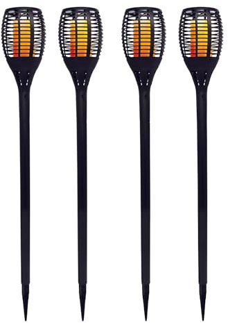 Lumisky Lot de 4 mini torches solaires effet flamme LED blanc chaud 4x MINI MAITY SUN H70cm