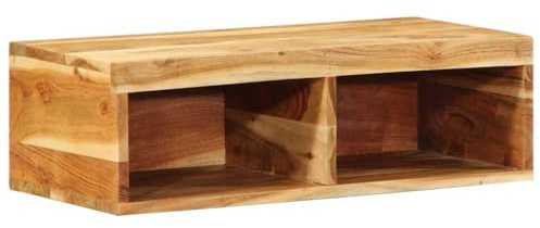 Mangloder TV-väggskåp av massivt akaciaträ 60 x 30 x 19 cm, hängande och platsbesparande med förvaringsutrymme, kabelhantering för vardagsrum, hemmabio, spel, TV och mottagare