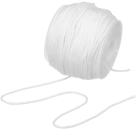 HOMSFOU Cordino in Nylon Bianco 164ft 1, 8mm Intrecciato per Tende a Rullo | Resistente all'Abrasione, Adatto per Casa e Fai da , per Finestra, Tende Pacchetto, Gioielli