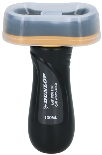DUNLOP Anti Nebelfluid Schwamm Auto - Antibeschlag 100ML - Autopflege - Antibeschlag und Kondensation für Autofenster - Praktische Flüssigkeit mit Schwamm - Sicheres Fahren - Schwarz/Gelb