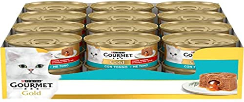 Purina Gourmet Gold Coeur Doux Humide Chat avec Thon - 24 boîtes de 85 g chacune - Lot de 24 x 85