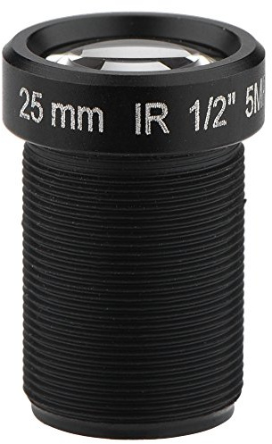 ASHATA Richer-R 25mm CCTV Objektiv, HD 5MP IP Kamera IR Lens, 1/2 Zoll CCD Chip, M12x0,5 Sicherheit Objektiv für IP-Kamera, Schwarz