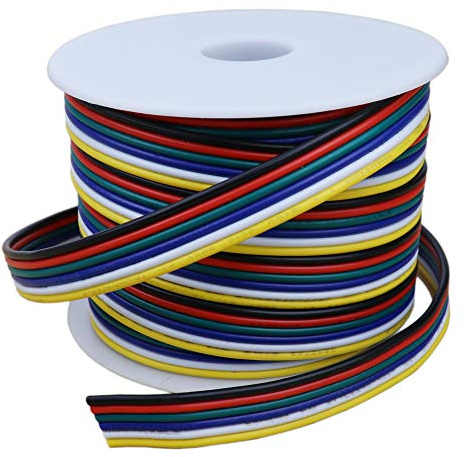 RGBSIGHT 10m 18 Gauge RGBCCT LED Strip Extension Cable 18AWG 6pin 6 Color Stand Electrical Wire for RGB+CCT RGBWW LED Ribbon Lamp Tape Lighting 33ft Wire Line