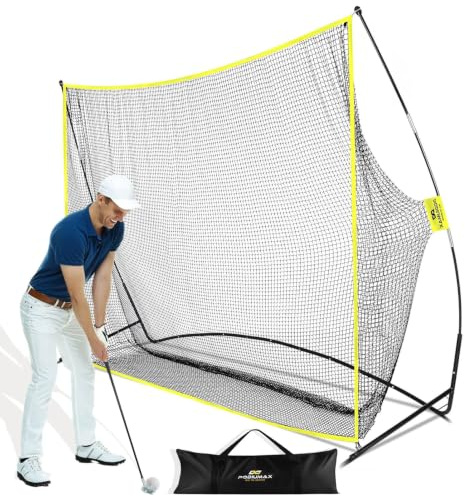 PodiuMax 10 x 2,1 m golfträffnät | köromfång för bakgård och inomhus | Även lämplig för fotboll, baseball, softbollsträning med bärväska