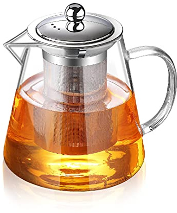 TMOST Glass Teapot with Infuser Tea Pot 1300ml/43oz Tea Kettle Stovetop Safe Blooming and Loose Leaf Tea Maker Set (43oz/ 1300ml)