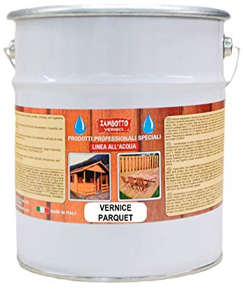 ZAMBOTTO VERNICI Vernice per parquet all'acqua TRASPARENTE (LINEA 50) da 2,5 a 10 litri (5L, Lucido 80 gloss)