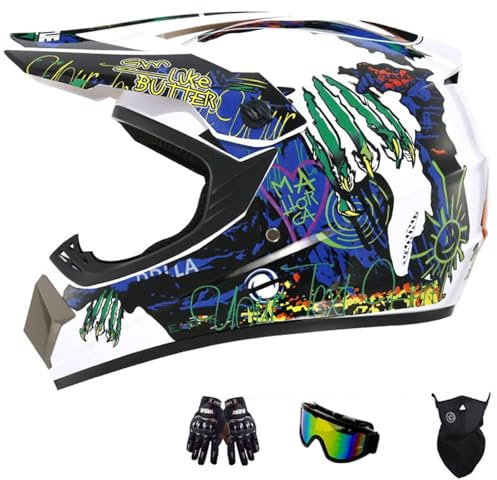 STRTG Casco De Motocross para Adultos Y Niños, Casco De Motocross para Jóvenes, Casco De Motocross Profesional, Certificación ECE, Casco Integral De MTB 30,XXL