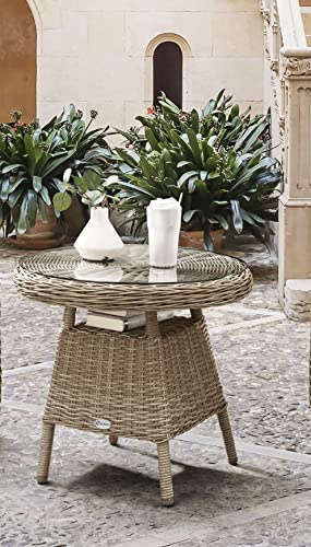 Destiny Kaffeetisch Malaga Ø 60x55 cm, Polyrattan, Natur meliert