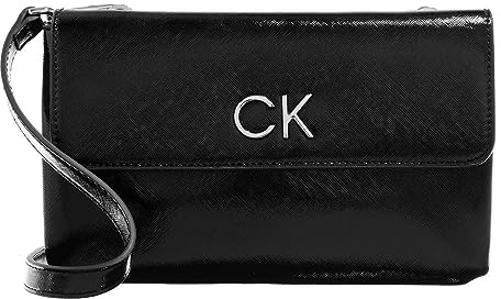 Calvin Klein Re-Lock Double Xbody With Flap Saffiano CK Black