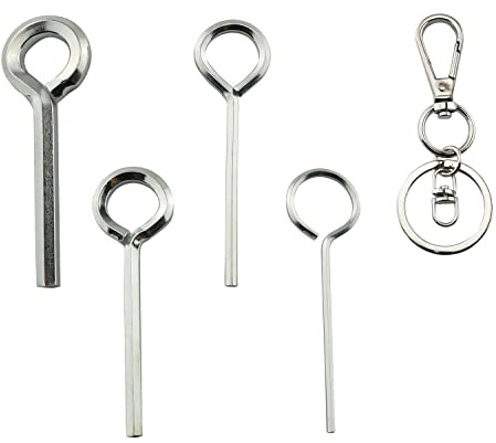 YHXiXi 5IN1 Ring Allen Wrench Set - 5/64 1/8 5/32 7/32 Allen Key Door Keys with 1 Keychain for Push Bar Panic Exit Device