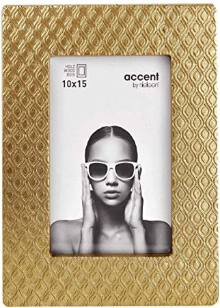 accent by nielsen Kunststoff Bilderrahmen Dorato, 10 x 15 cm, Gold | Holz Fotorahmen im Hoch- & Querformat zum Auftstellen Gold matt Echtglas