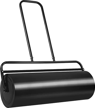 Happytools Lawn Roller, 17 Gallons/63 L Push/Pull Steel Sod Roller w/Ergonomic Handle, Lawn Rollers Tow Behind Water Filled for Park, Garden, Yard, Ball Field (36'' / 17 Gal), Black
