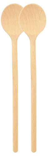 teemando® 2 X runder Marken-Kochlöffel aus Holz, 20 cm, Kochlöffel zum Kochen und Backen