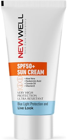 NEWWELL Sonnencreme LSF 50+ Gesicht Tagescreme Wasserfest | Sonnenschutz mit Hyaluronsäure, Vitamin E und Aloe Vera | UVA/UVB Blaulichtschutz