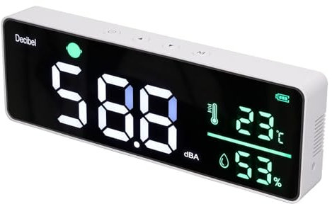 Large LED Display Wall Hanging Sound Level Meter for Classroom, Temperature Humidity Meter