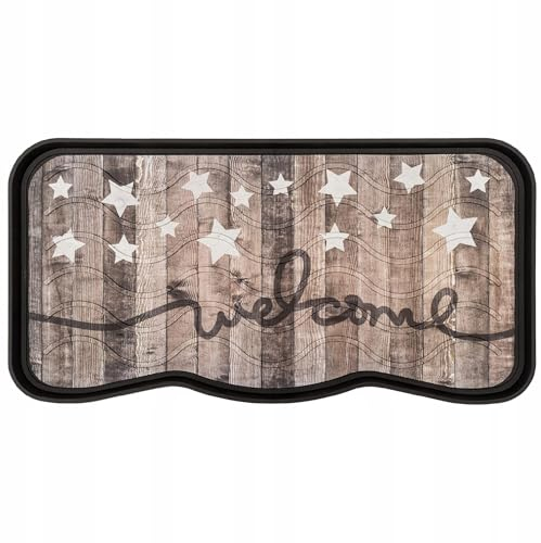 e-floor Schuhabtropfschale gedruckt | Stars | 38cm x 75cm | Braun | Schuhmatte | Schuhablage | Schuhunterlage | Abtropfschale für Schuhe Regen Herbst Winter | Napfunterlage