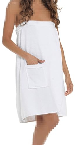 A2Z Ladies Spa Towel Bath Body Wrap Luxury 100% Cotton With Pocket Highly Absorbent Terry Soft - Towel Wrap White 12-14