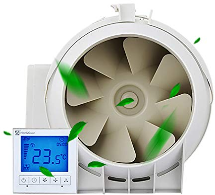 Vielrosse 200mm Rauchabzug Rohrventilator, Abluftventilator Regelbar Inline Kanalventilator,RohrlüFter 230 V Leise Mit Zeitschaltuhr Und Hygrostat FüR Bad Wc KüChe Garage.