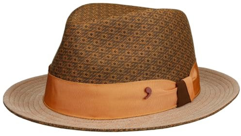 Alfonso D’Este Libuti Bogart Stoffhut Fedorahut Baumwollhut Bogarthut Sonnenhut Herren - Made in Italy mit Futter, Ripsband Sommer Frühling-Sommer - L (58-59 cm) orange